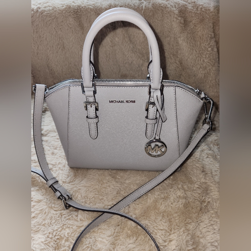 Michael Kors Medium Ciara Saffiano Leather - Pearl Gray
